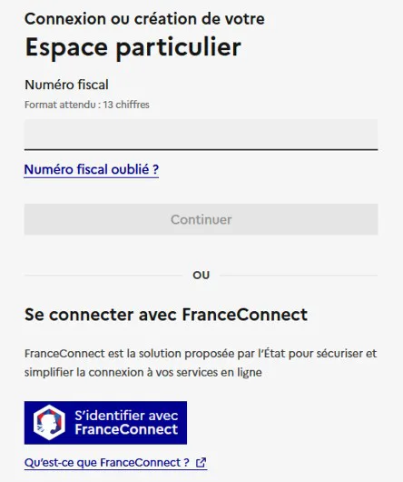 Saisie du numéro fiscal
