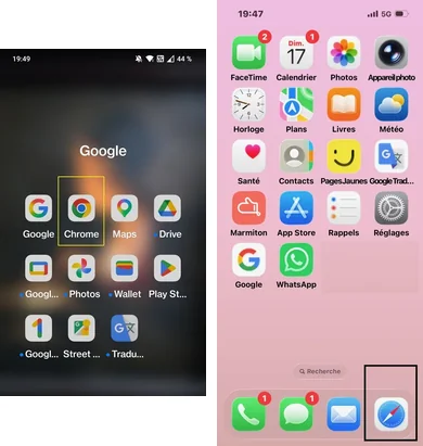 Différence site et application impots